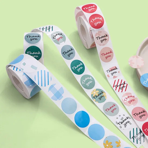 Custom Wholesale Thank You Self-Adhesive Stickers Synthetic Paper Label Stickers for Packaging