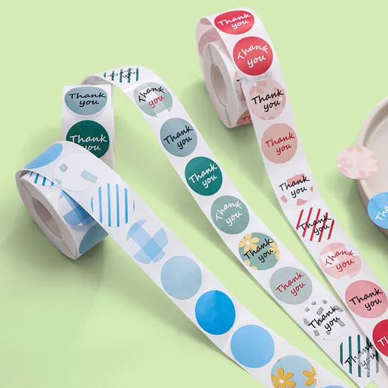 Custom Wholesale Thank You Self-Adhesive Stickers Synthetic Paper Label Stickers for Packaging