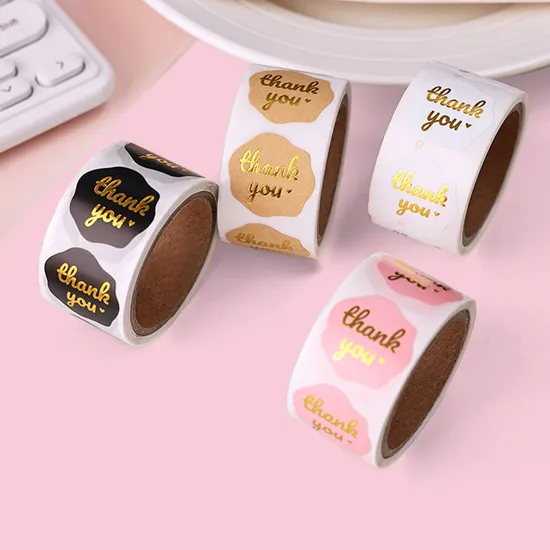 Custom Wholesale Thank You Self-Adhesive Stickers Synthetic Paper Label Stickers for Packaging